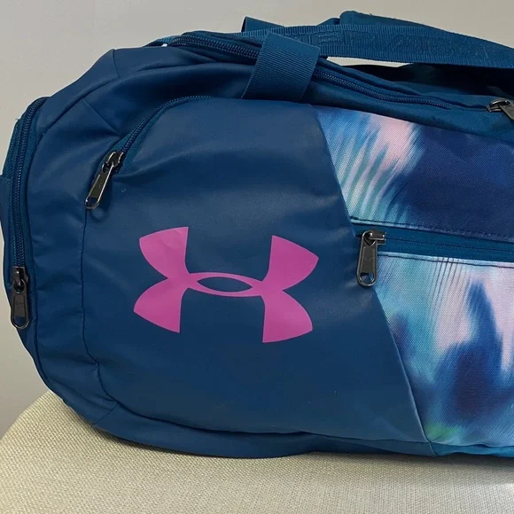 Under Armour Undeniable 4.0 Duffle Gym Dance Travel Bag Blue/Pink - Picture 4 of 14